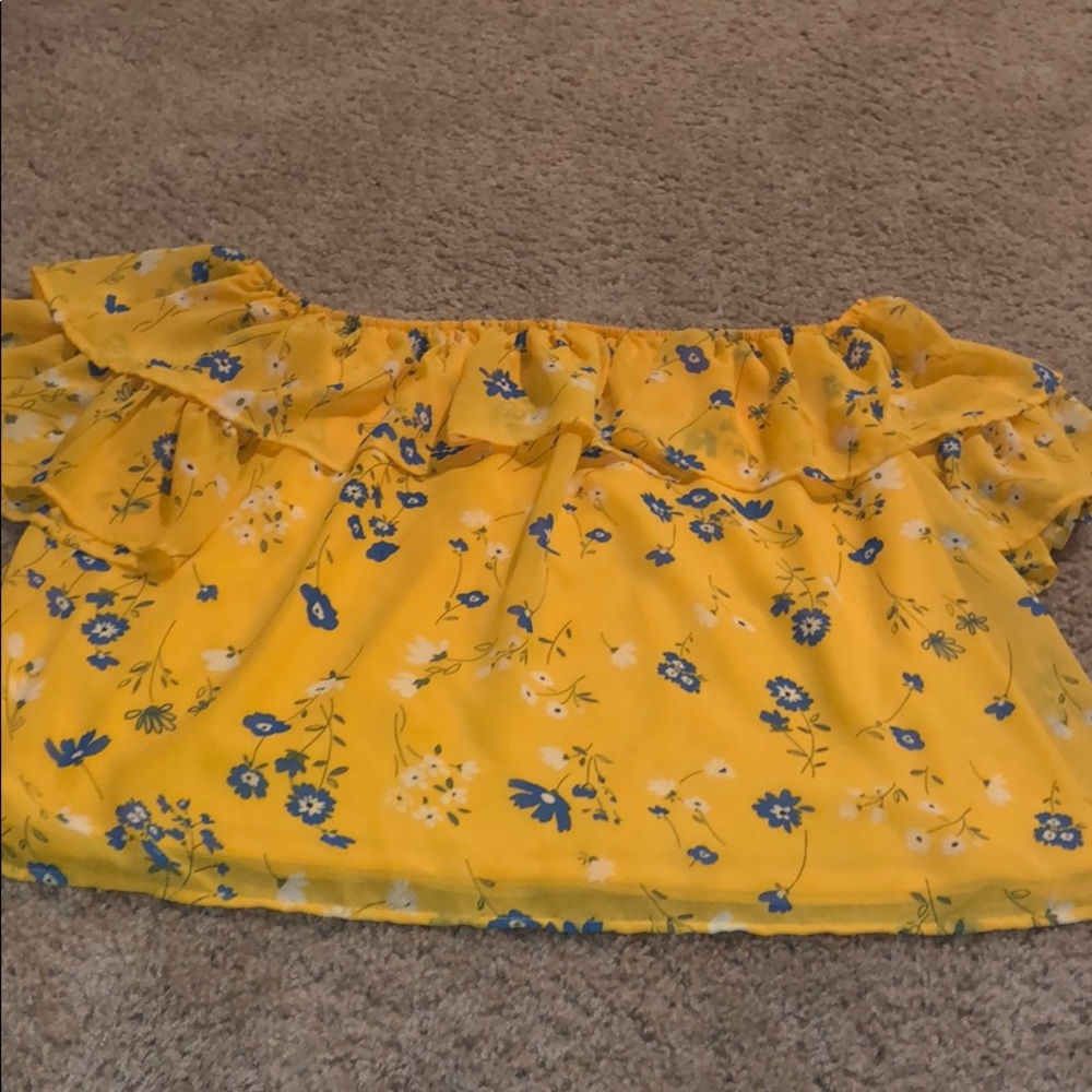 Yellow floral off the shoulder top